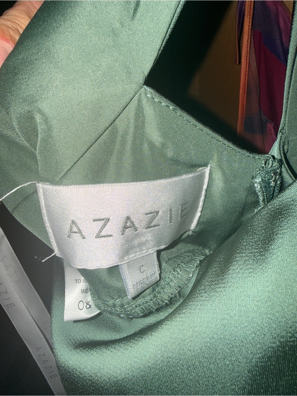 Azazie Emerald Green Satin Gown - Picture 4 of 4